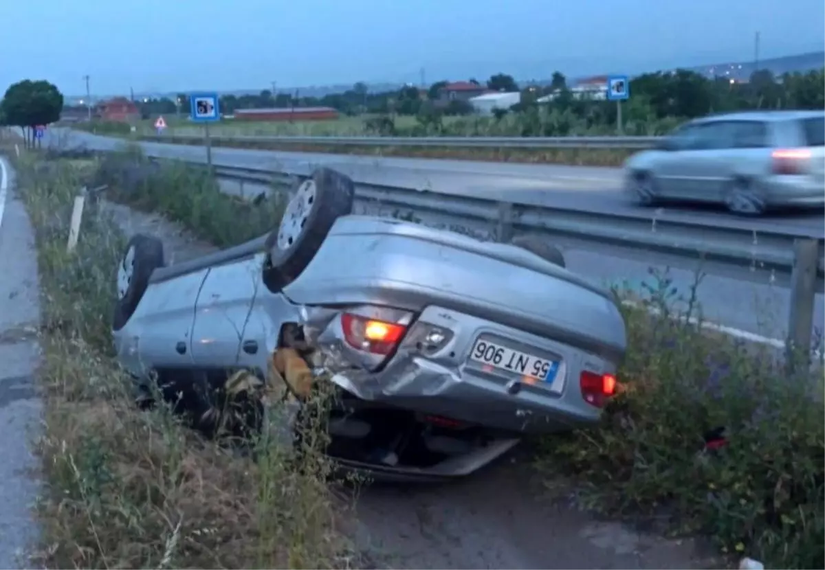 Samsun'da Takla atan Otomobil Kazası