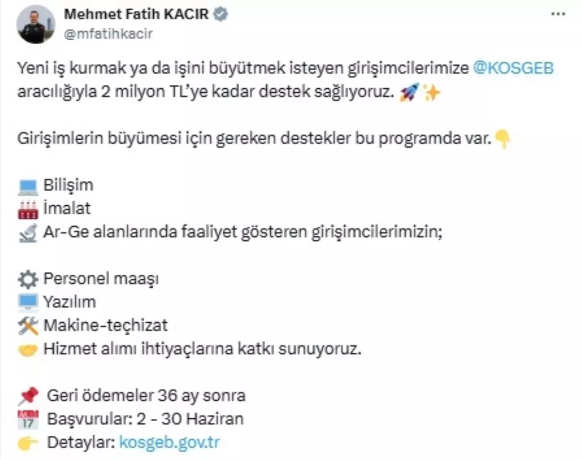 Girişimcilere 2 Milyon TL Destek