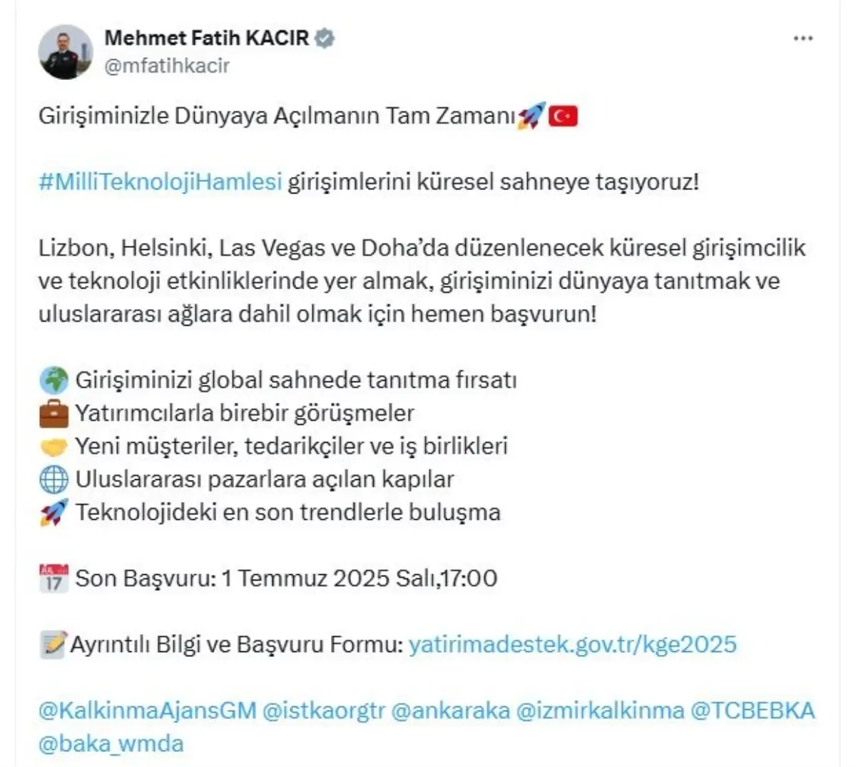 Girişimciler İçin Küresel Etkinlik Çağrısı