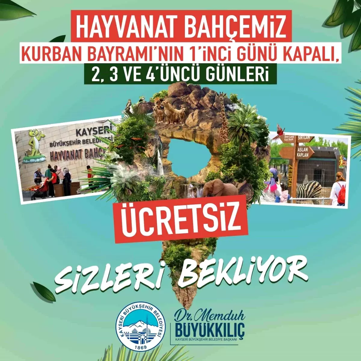 Kayseri'de Hayvanat Bahçesi Kurban Bayramı'nda Ücretsiz Ziyarete Açık