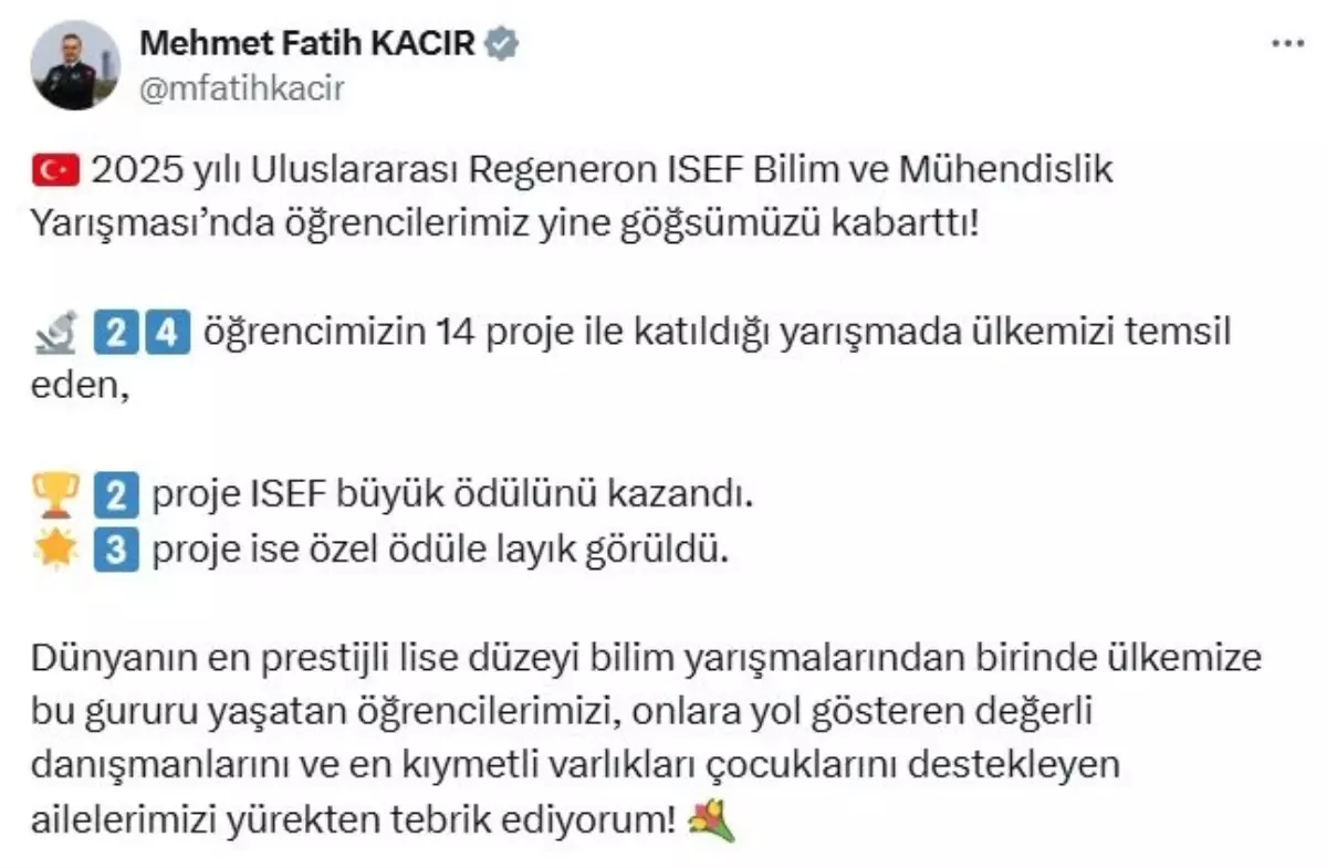 Türkiye'nin ISEF Başarısı
