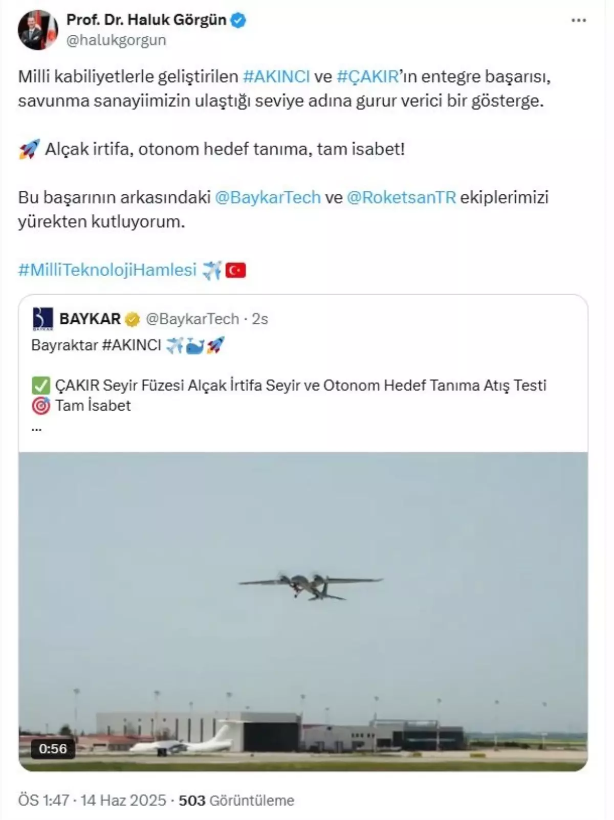 AKINCI ve ÇAKIR'dan Gurur Verici Başarı