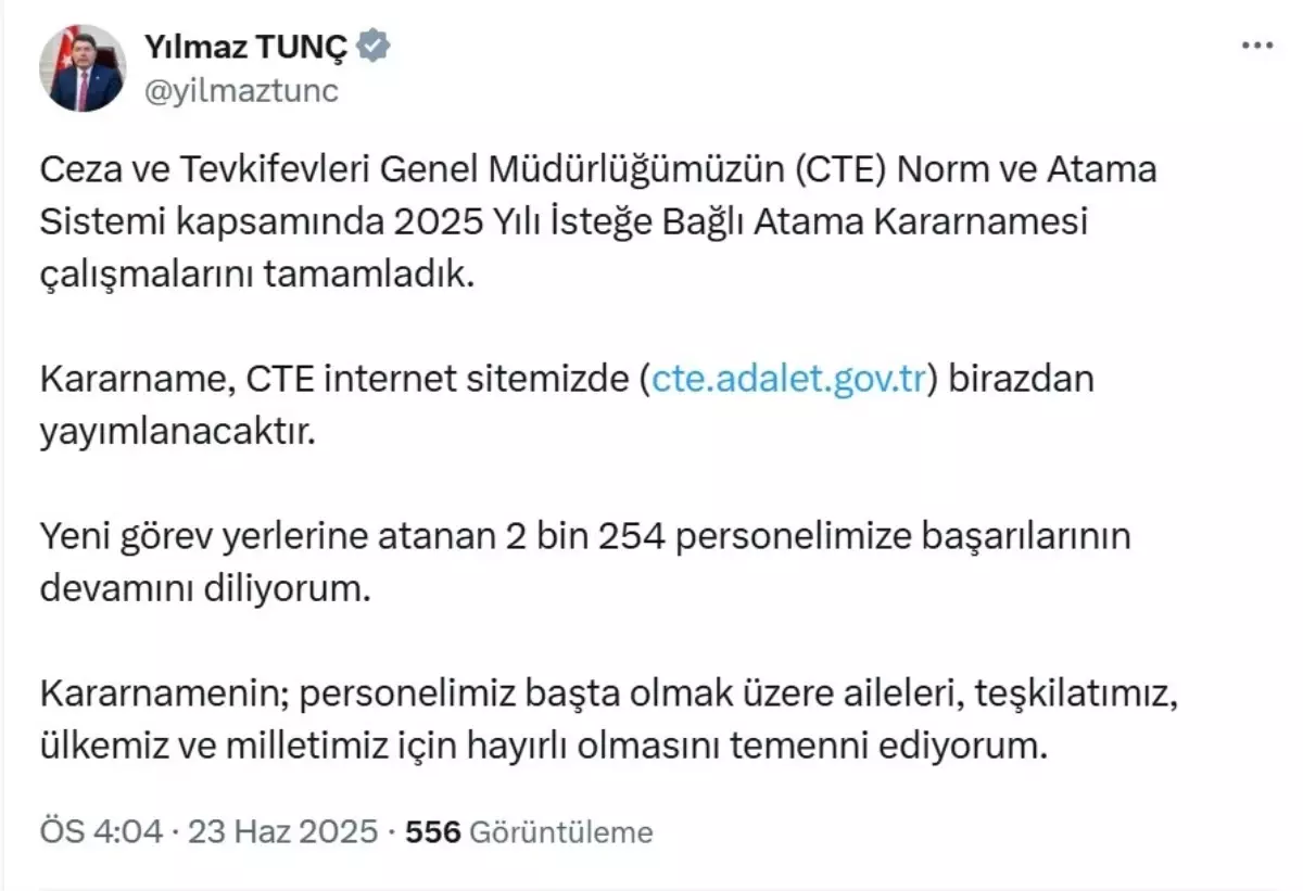 2025 Yılı İsteğe Bağlı Atama Tamamlandı