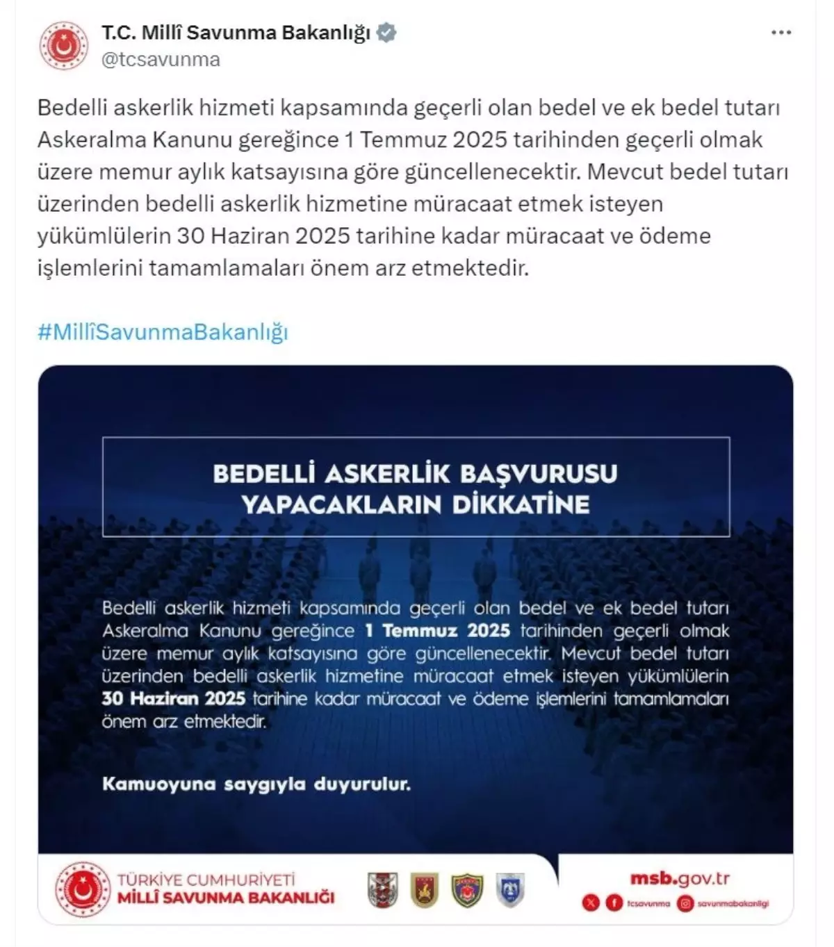 Bedelli Askerlik Ücreti 1 Temmuz'da Güncelleniyor