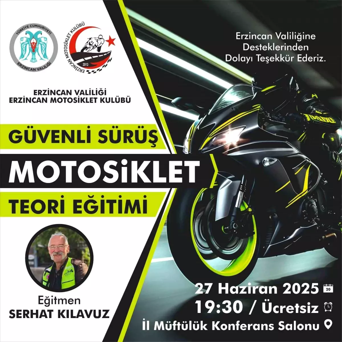 Erzincan'da Güvenli Motosiklet Sürüş Eğitimi