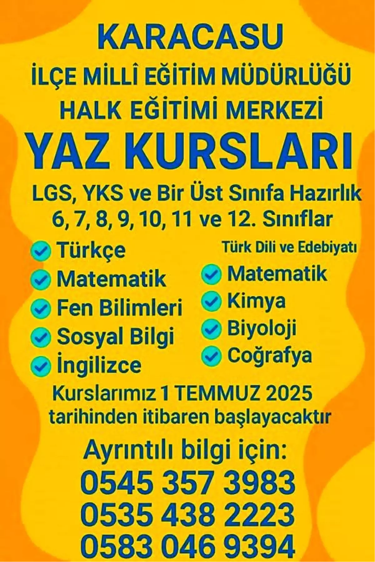 Karacasu'da Ücretsiz Yaz Kursları Başlıyor