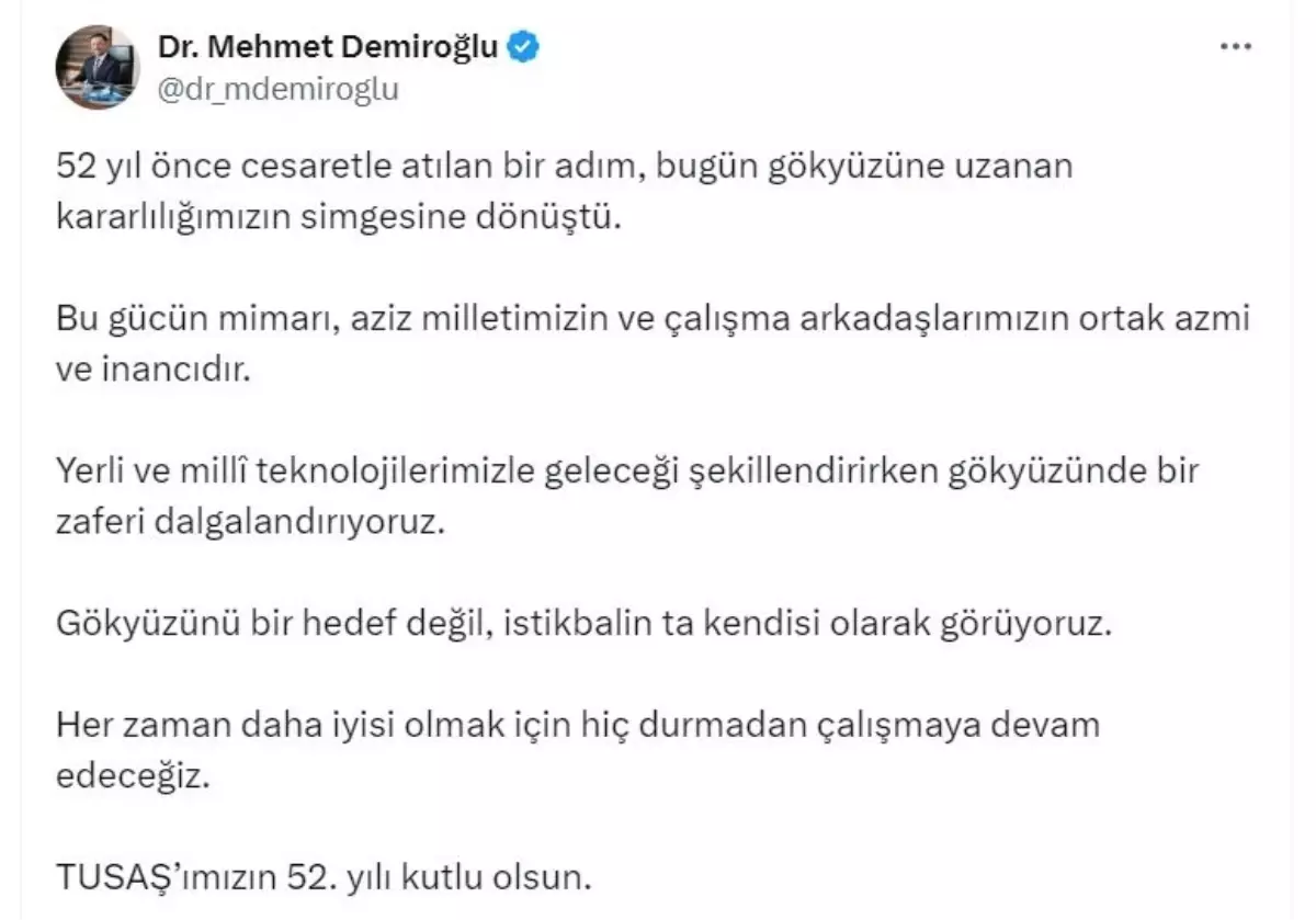 TUSAŞ: Gelecek için durmadan çalışacağız
