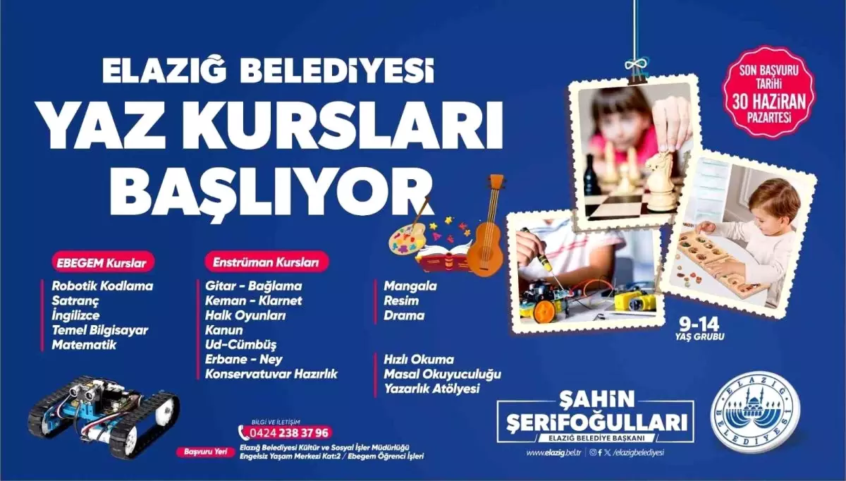 Elazığ Belediyesi'nden Yaz Kursları Başlıyor