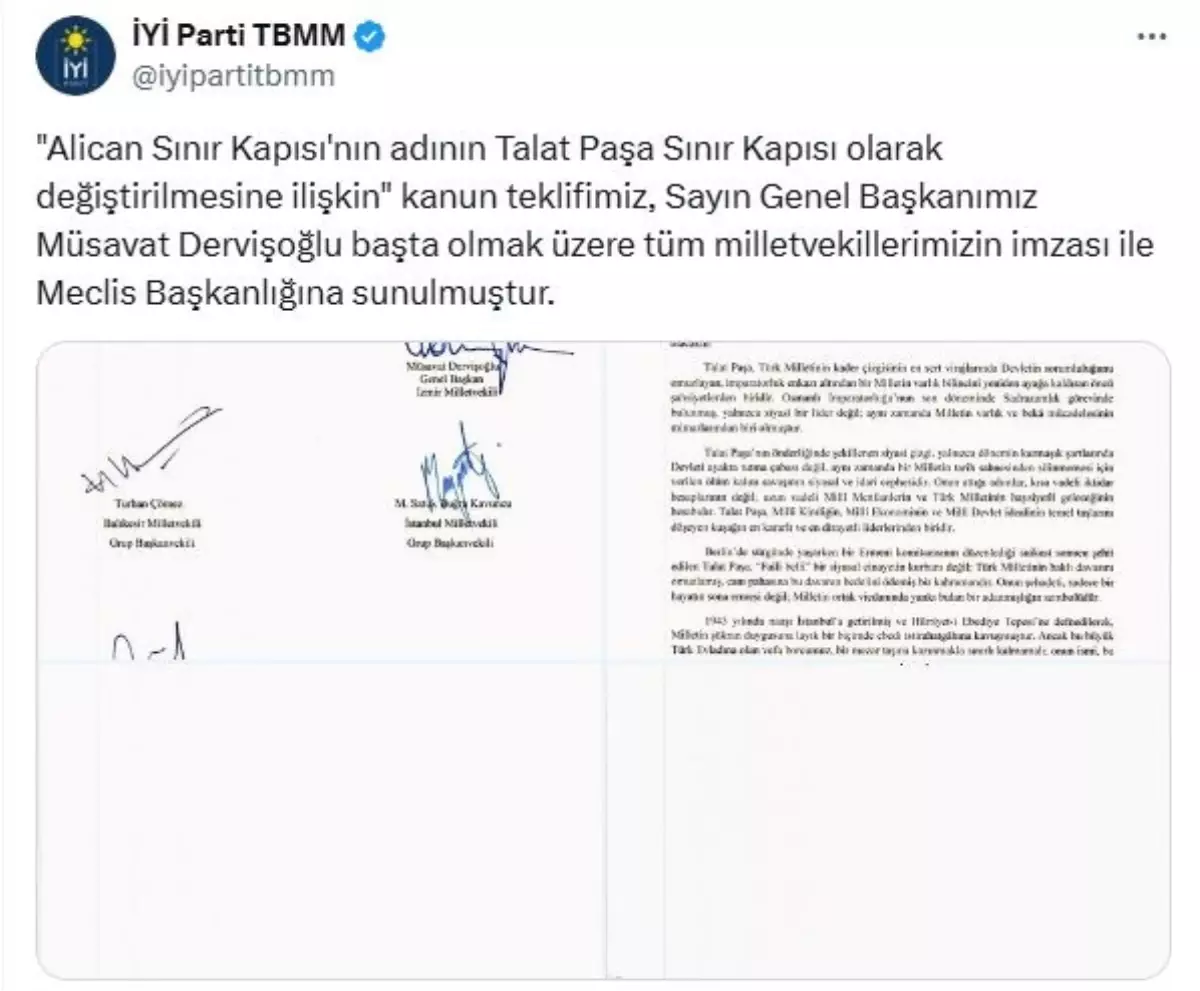 Alican Sınır Kapısı 'Talat Paşa' Oluyor