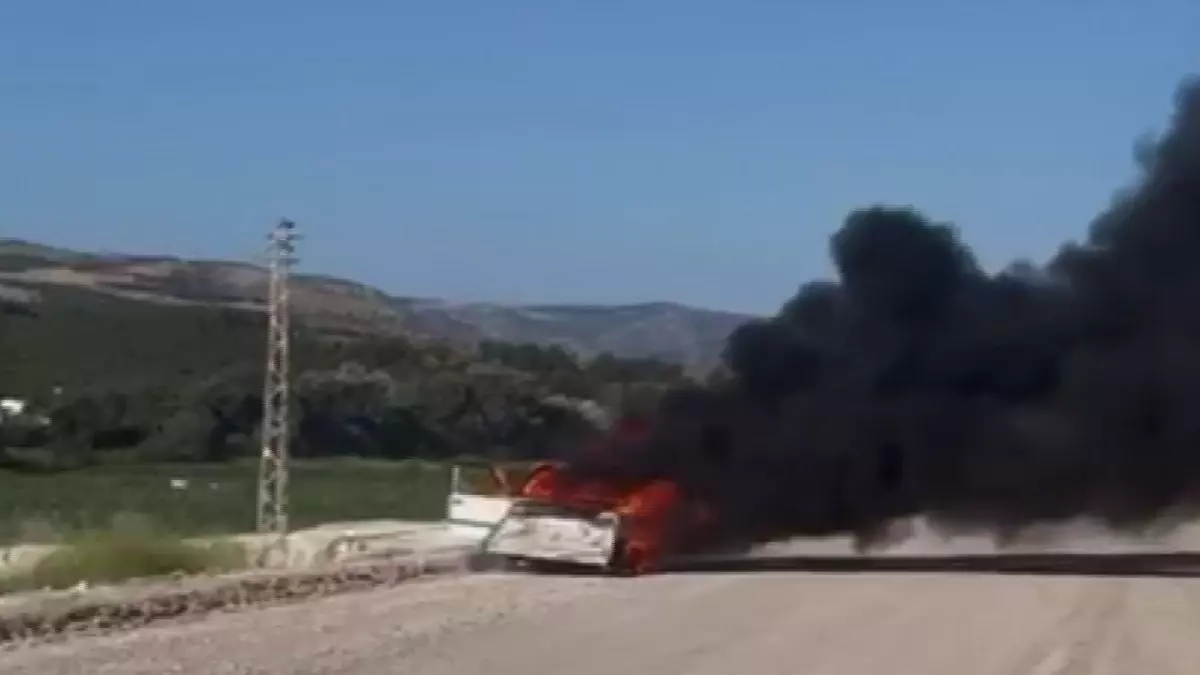 Amasya'da Otomobil Yangını