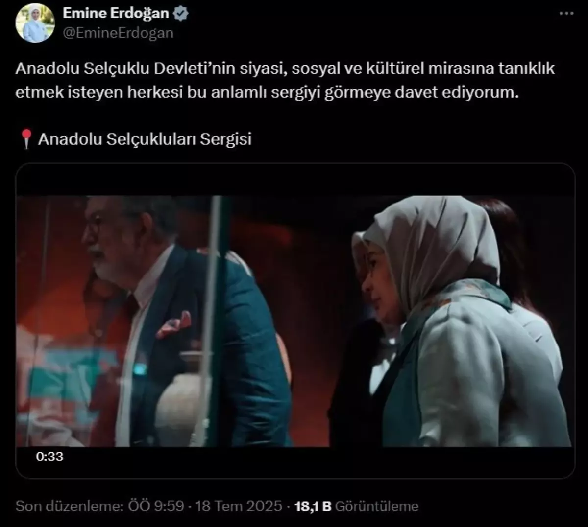 Emine Erdoğan Selçuklular Sergisini Tanıttı