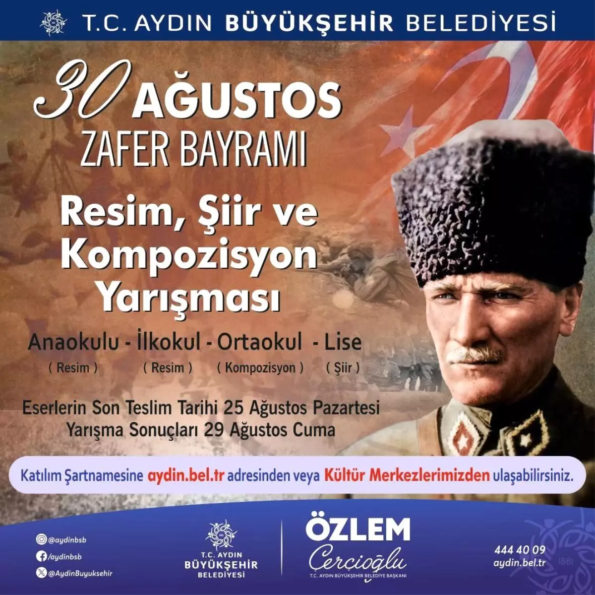 Aydın Büyükşehir Belediyesi'nden 30 Ağustos Zafer Bayramı için Yarışma