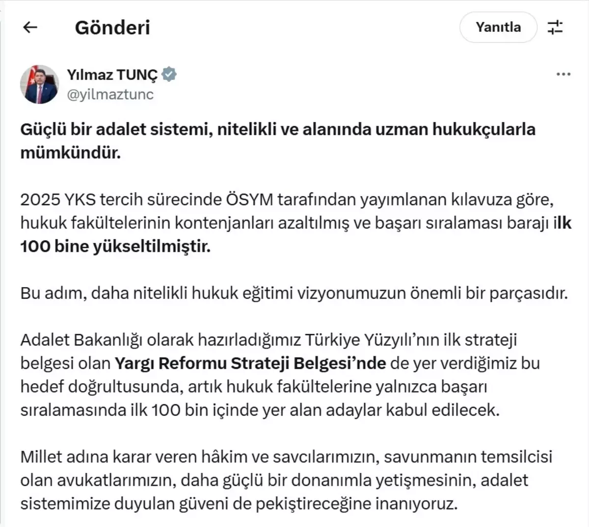 Hukuk Fakültelerine Yeni Baraj