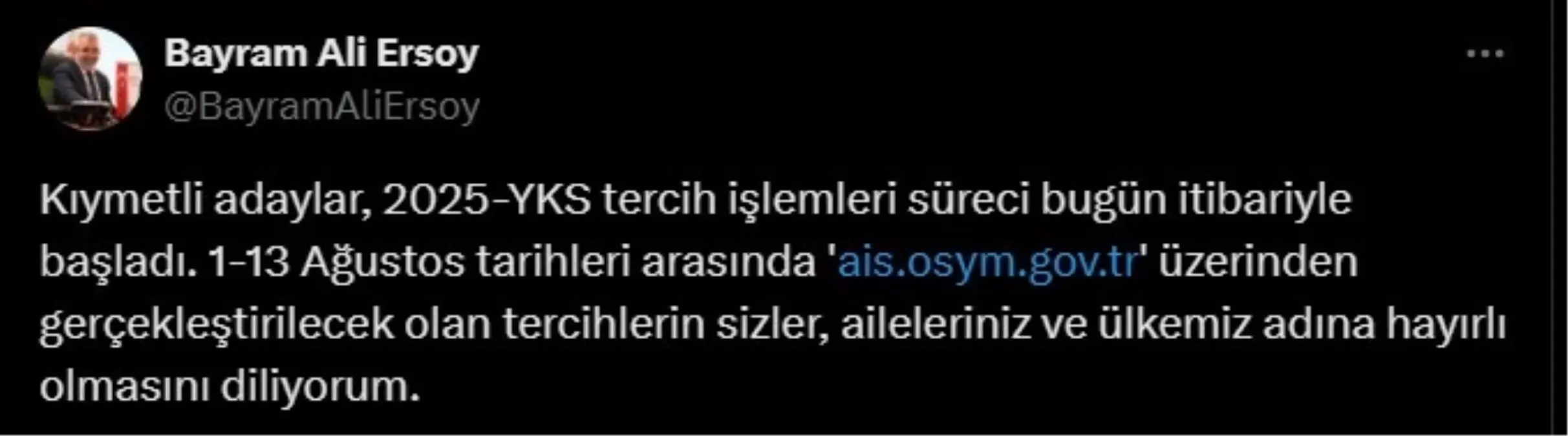 2025-YKS Tercihleri Başladı