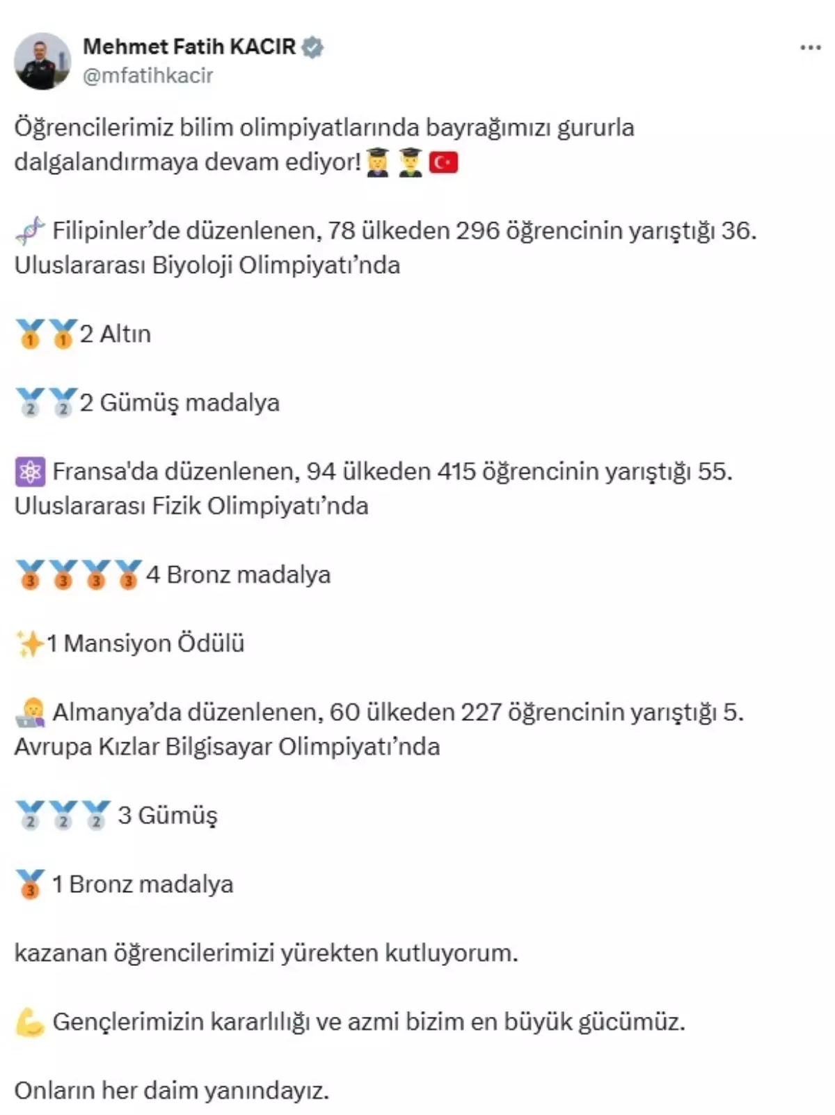 Olimpiyatlarda Türk Öğrencilerin Başarısı
