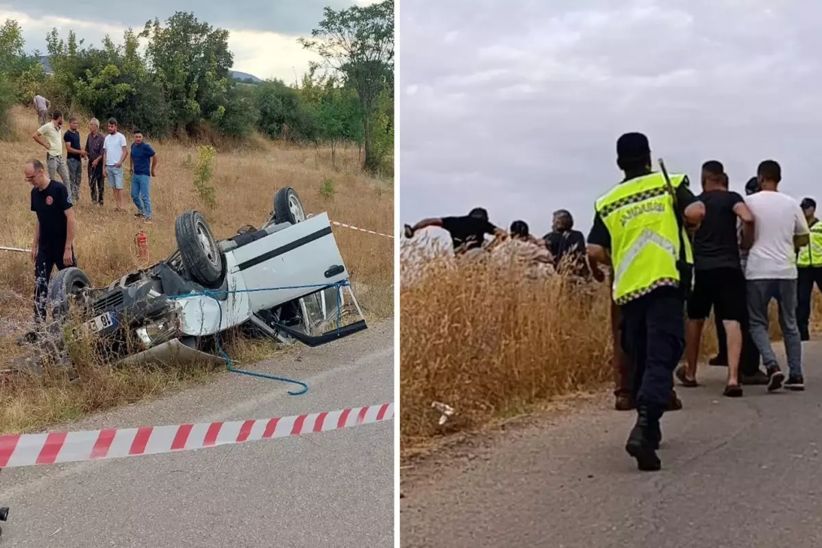 Takla atan otomobilin sürücüsü öldü, yakınları araçta yaralanan kişiye saldırdı