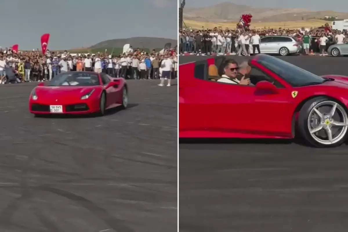 Sivas Belediye Başkanı Uzun, Ferrari'yle drift gösterisi yaptı