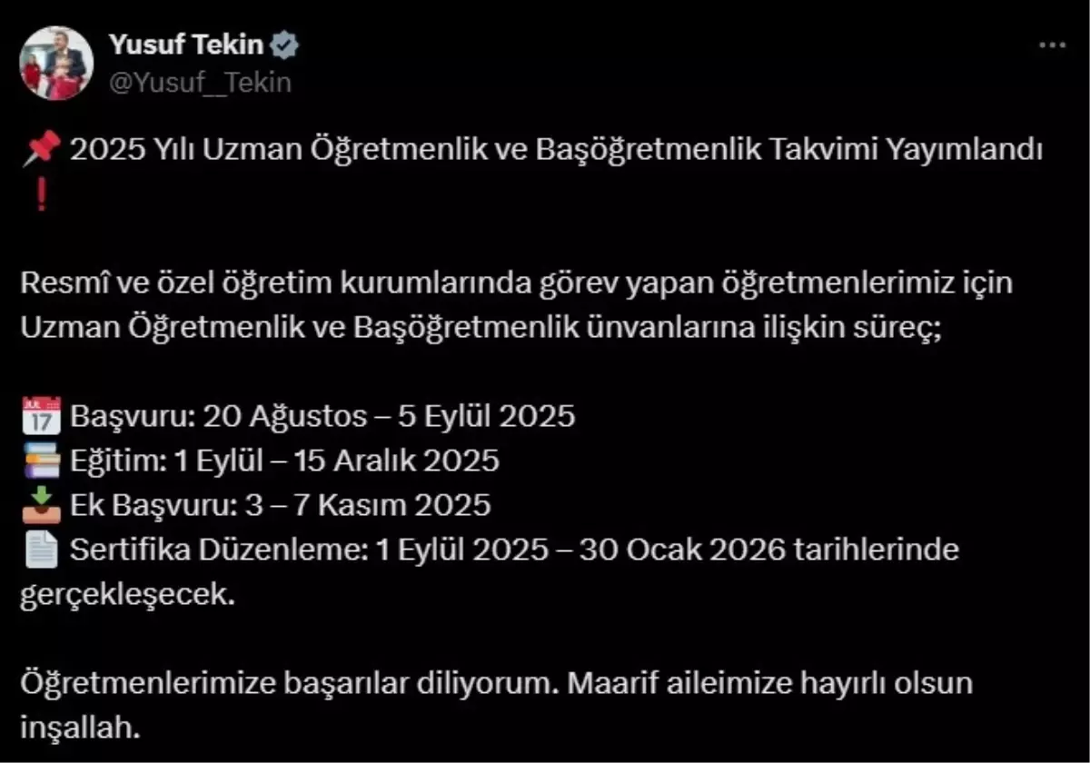 Uzman ve Başöğretmen Kılavuzu Yaymlandı