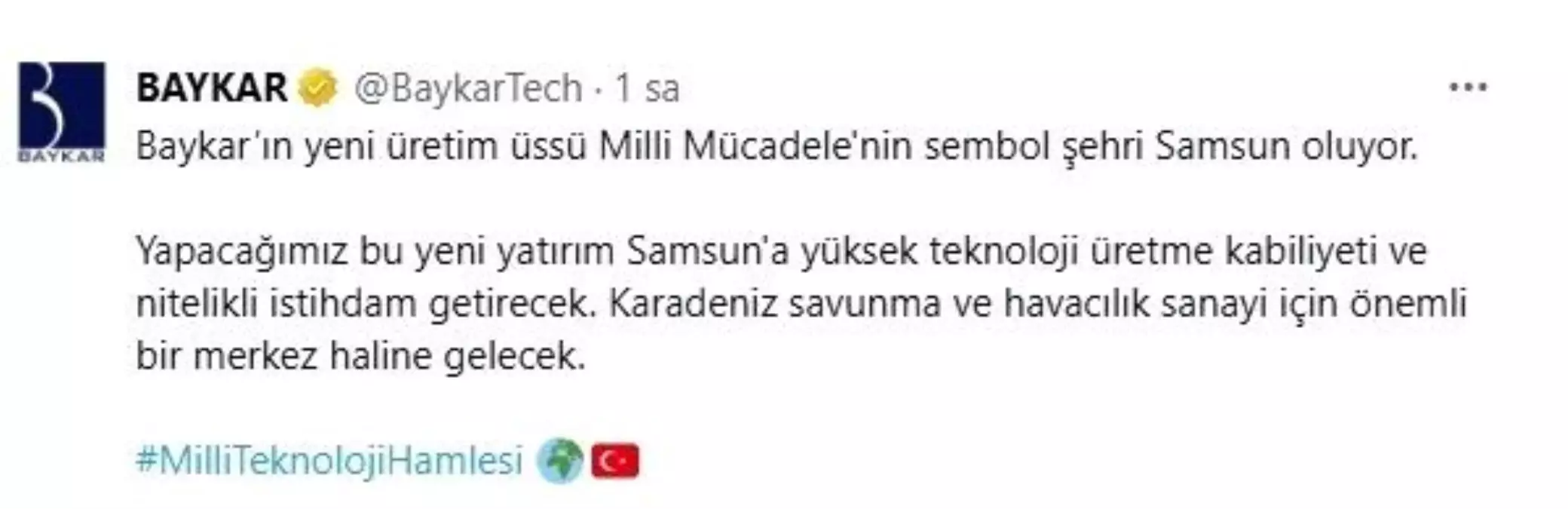BAYKAR'dan Samsun'a dev yatırım: Anadolu'daki ilk üretim üssü kuruluyor