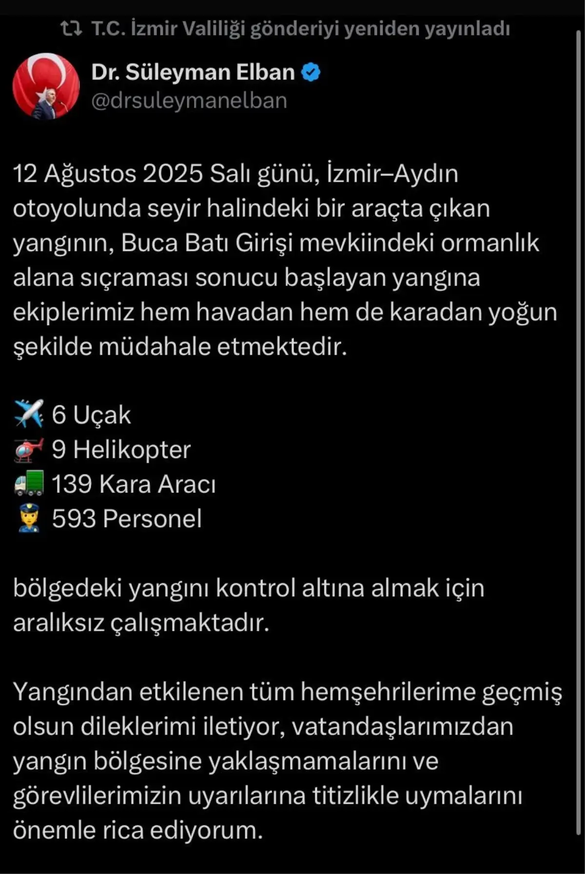 İzmir'de Orman Yangınına Müdahele