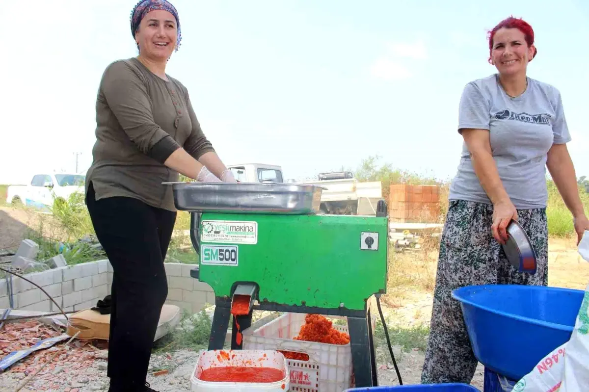 Antalya Büyükşehir Belediyesi'nden Kadınlara Destek: Salça Yapımında Makine Desteği