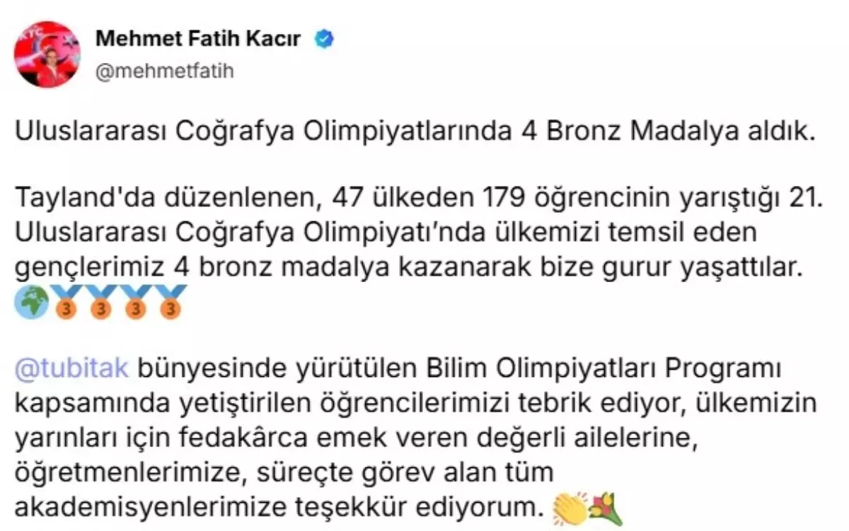 Coğrafya Olimpiyatı'nda Başarı