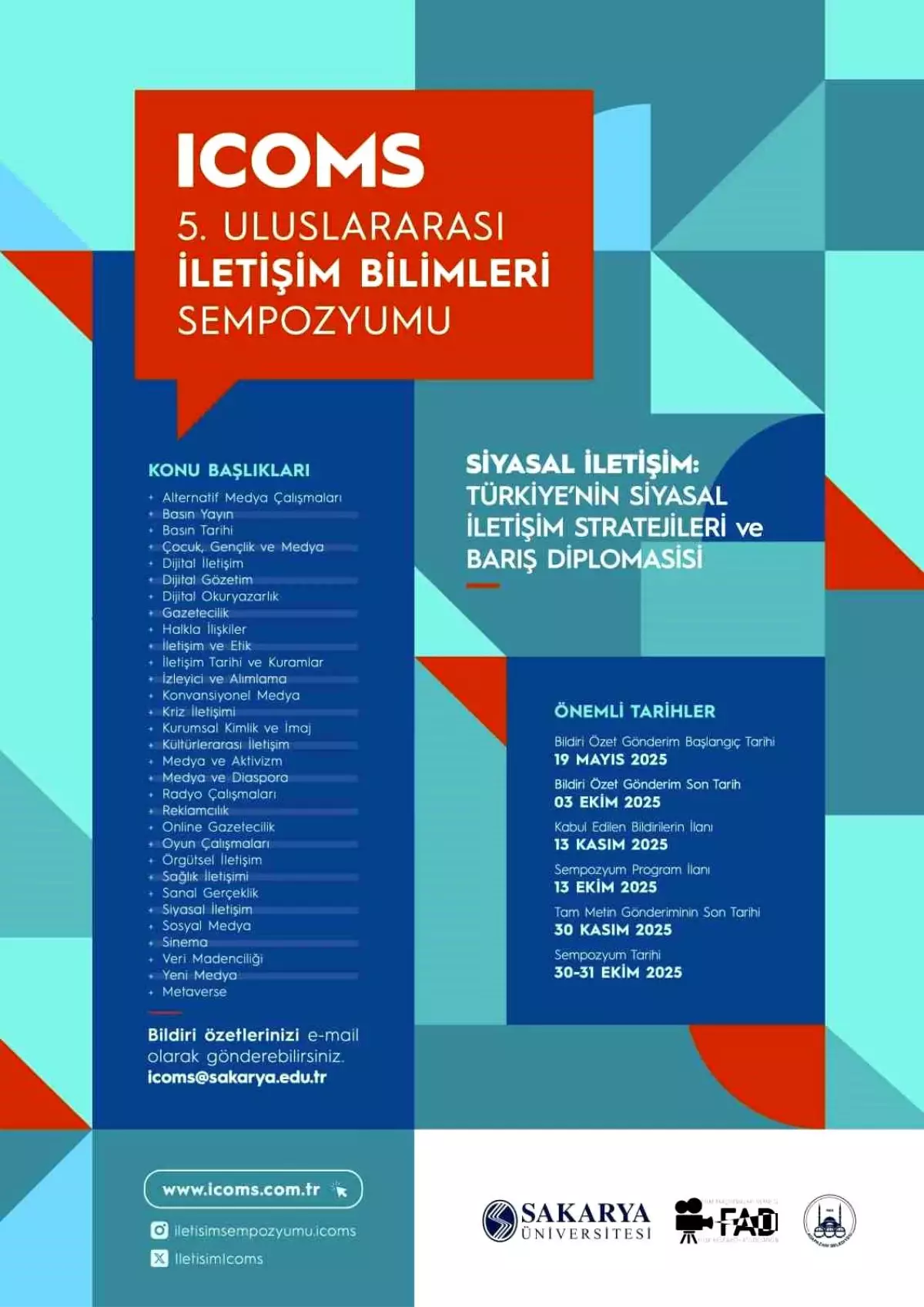 5. Uluslararası İletişim Bilimleri Sempozyumu Sakarya'da Gerçekleşecek