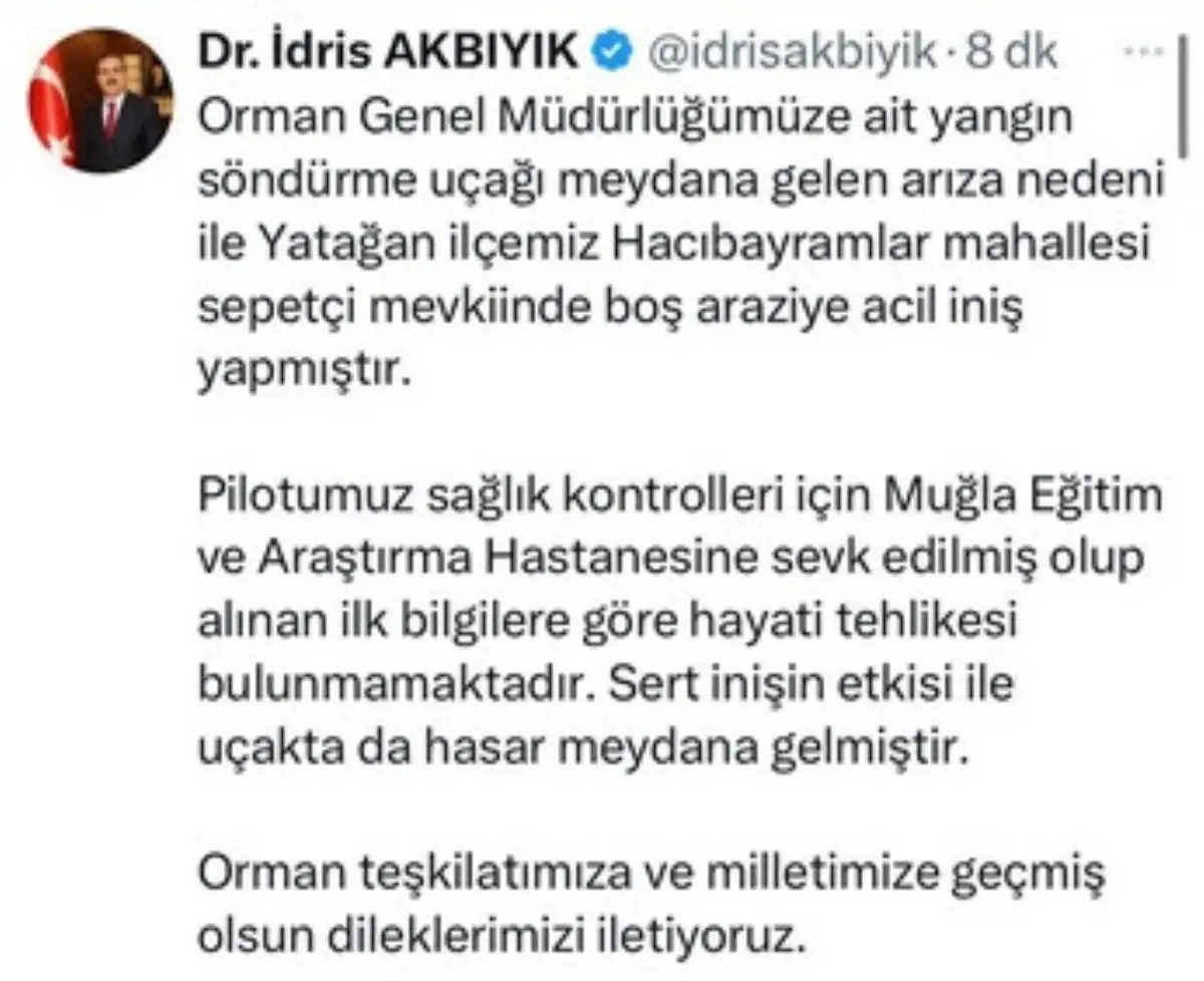 Muğla'da Uçak Acil İniş Yaptı