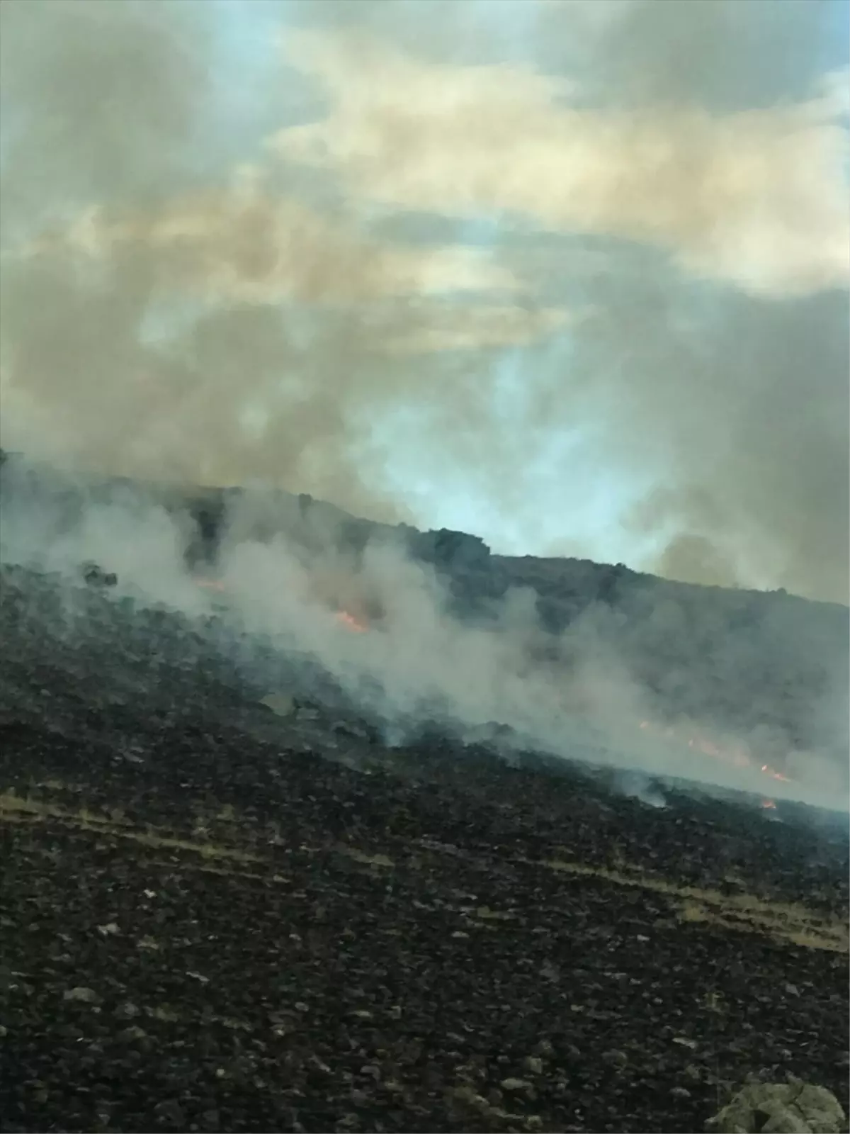 Kars'ta Askeri Tatbikatta Anız Yangını