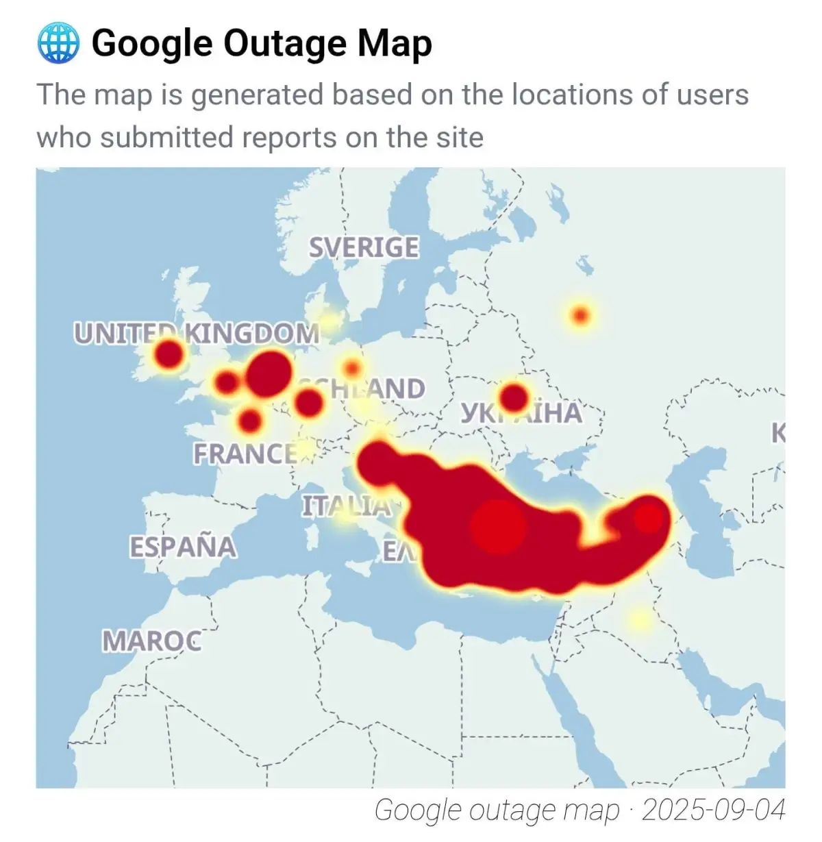 Google'da Kesinti, Türkiye ve Avrupa Etkilendi