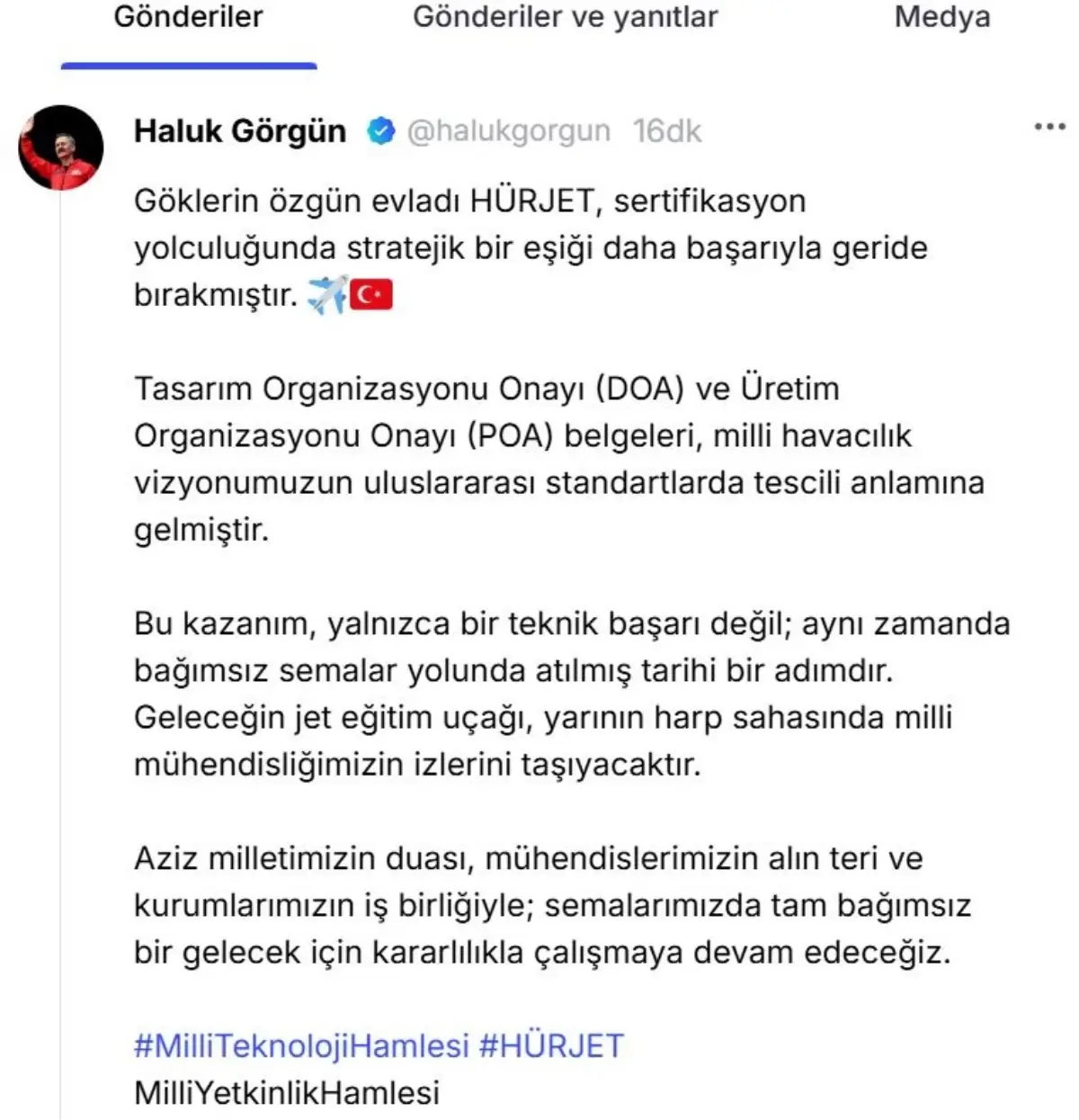 HÜRJET Onay Belgelerini Aldı