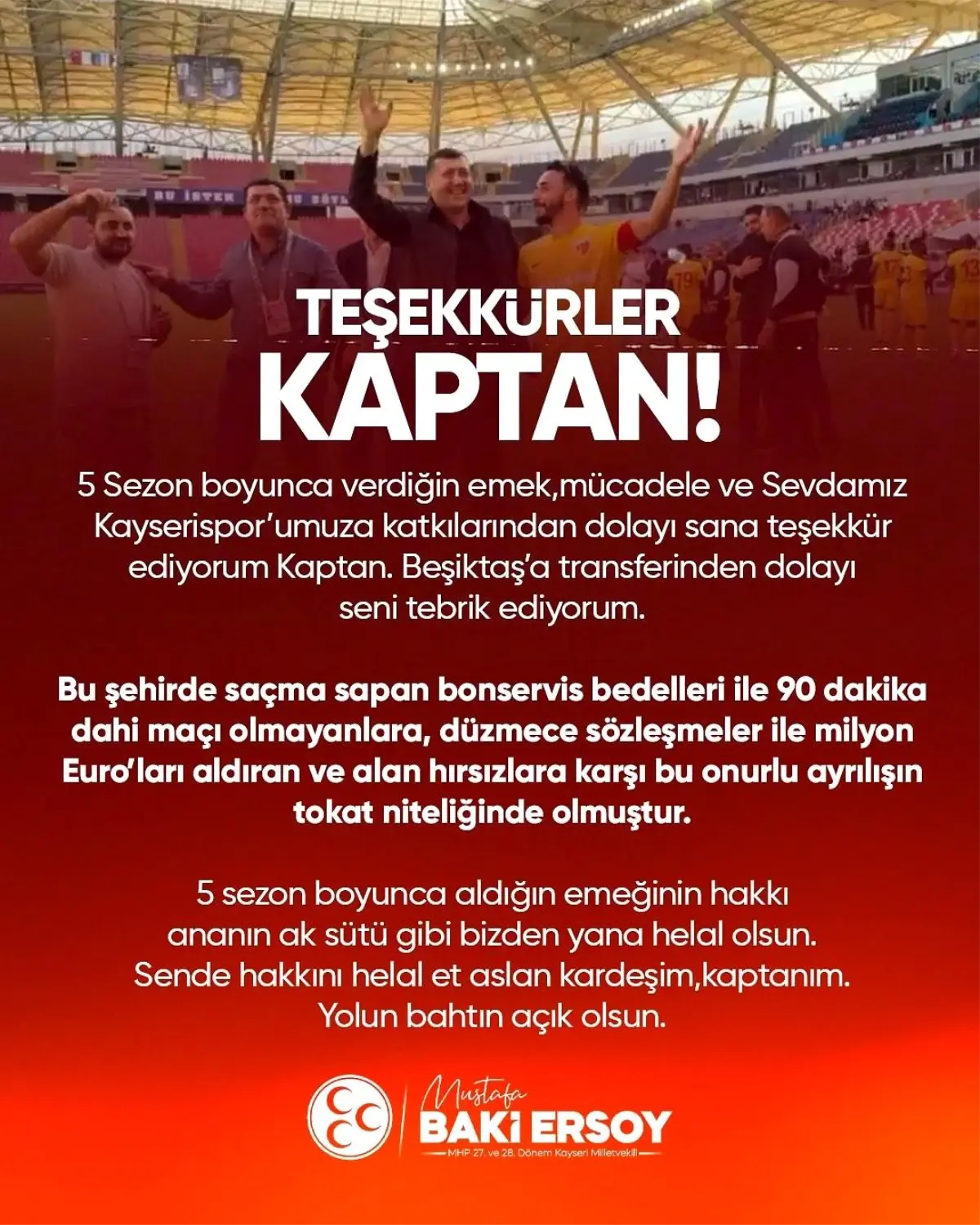MHP'li Ersoy'dan Gökhan Sazdağı'na Teşekkür