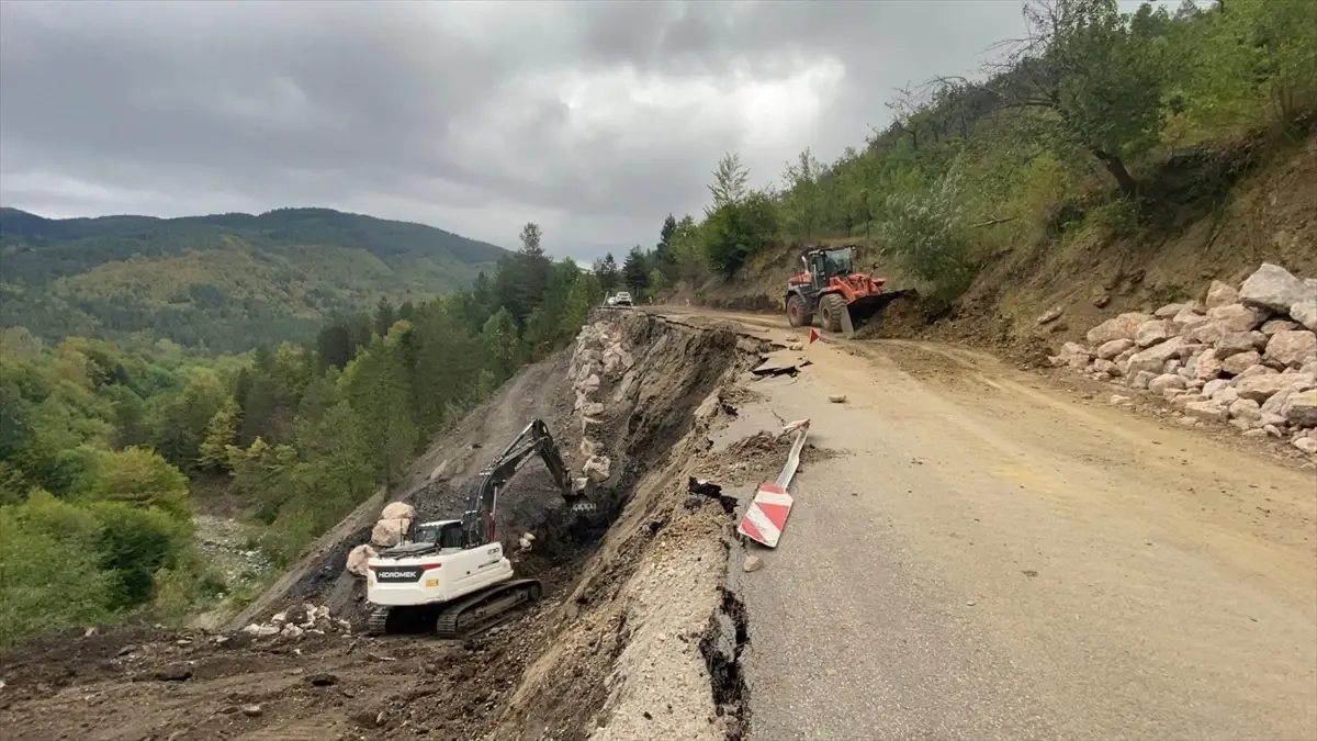 Bozkurt'ta Heyelan Yolu Kapatmış