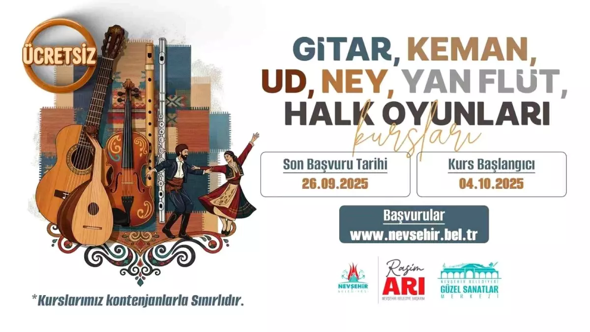 Nevşehir'de Ücretsiz Müzik ve Halk Oyunları Kursları Başlıyor