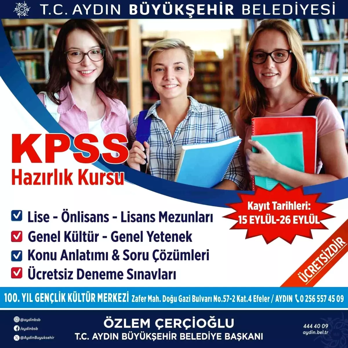 Aydın'da Ücretsiz KPSS Kursları İçin Kayıtlar Başladı
