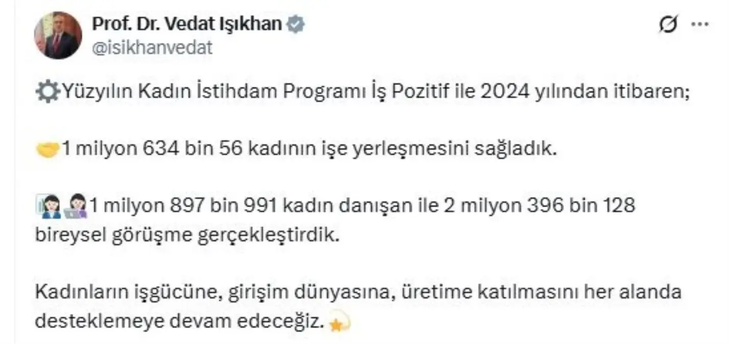 İş Pozitif ile 1.6 Milyon Kadın İstihdam Edilecek