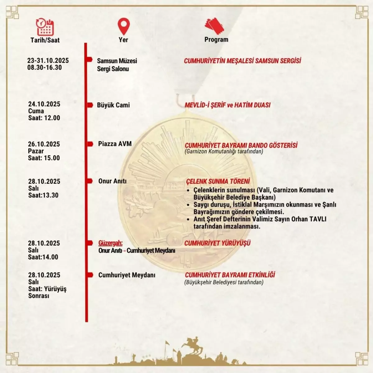 Cumhuriyet Bayramı Kutlamaları Samsun'da Zengin Etkinliklerle Başlıyor