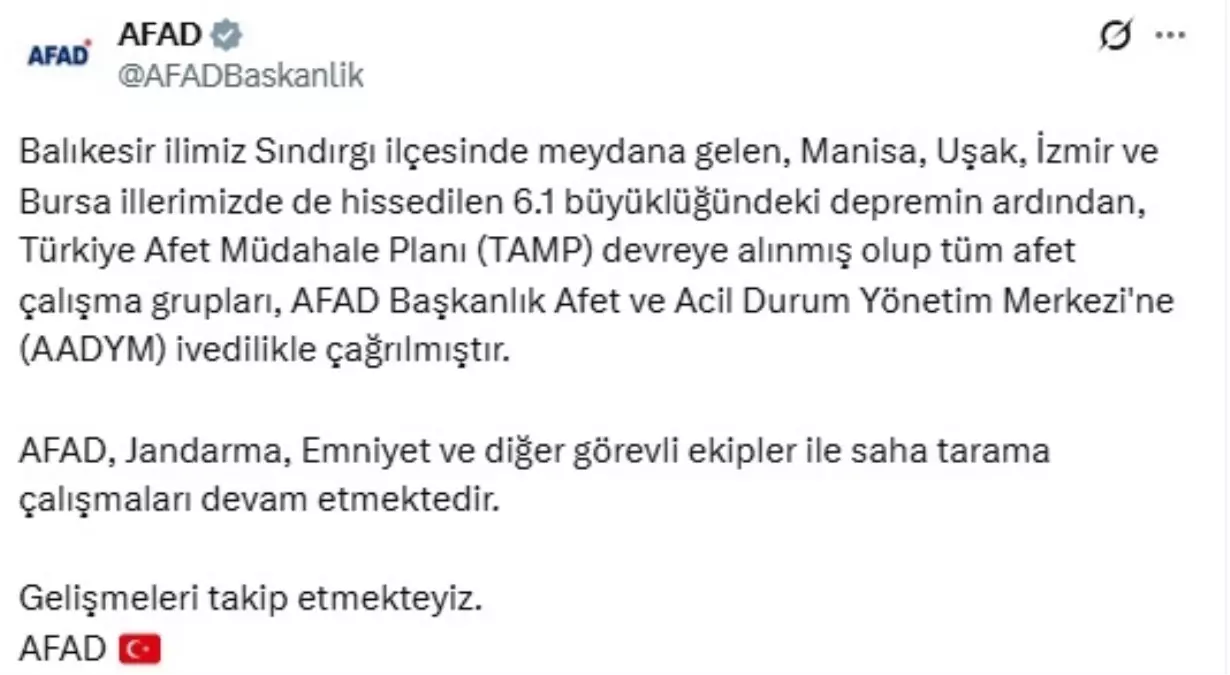 Cumhurbaşkanı Erdoğan'dan Balıkesir depremi açıklaması