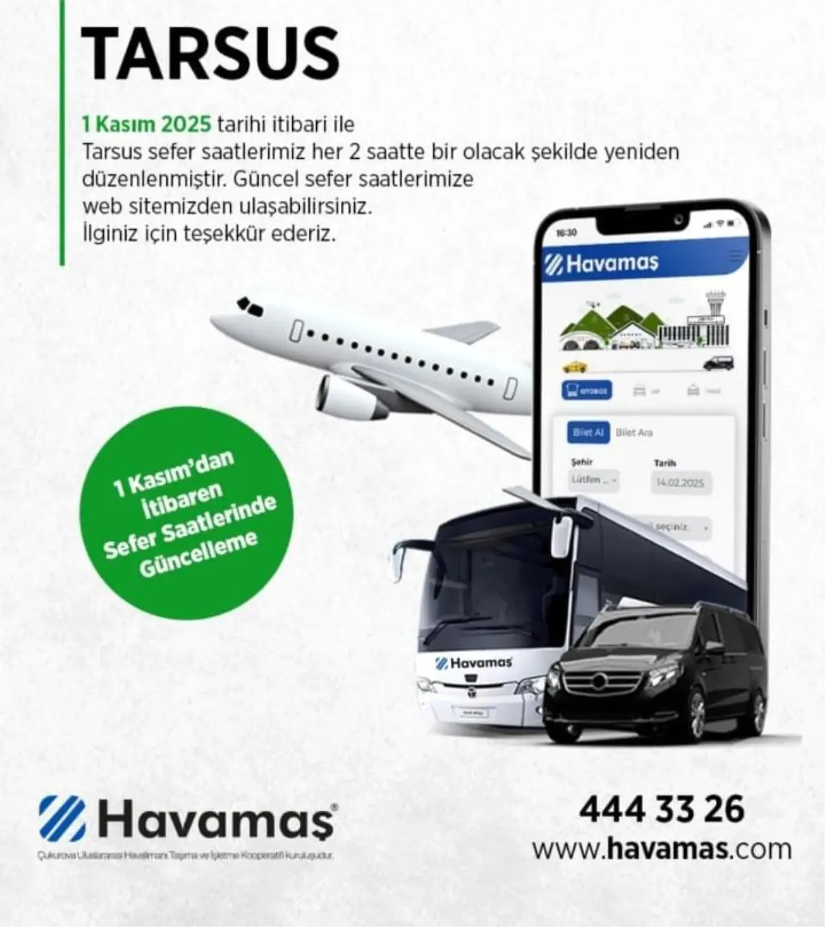 Havamaş Sefer Saatlerinde Güncelleme!