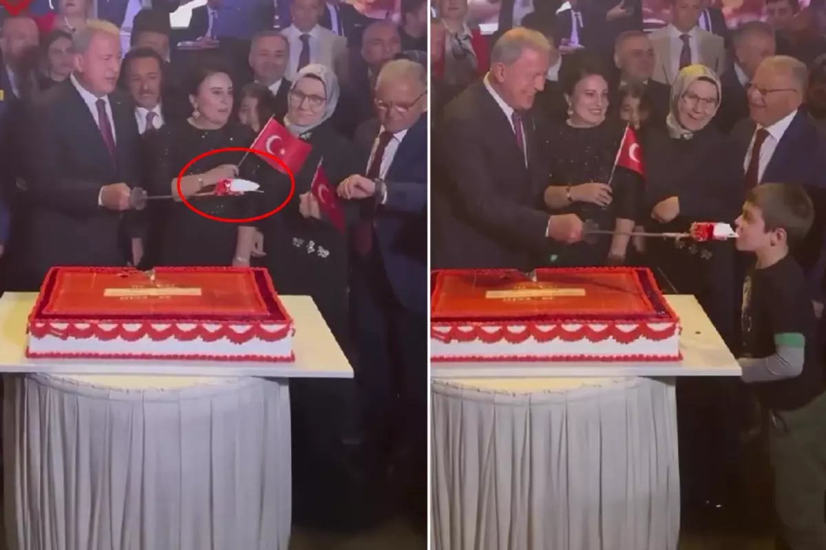 Hulusi Akar'ın küçük çocuğa kılıçla pasta yedirdiği görüntüler ses getirdi
