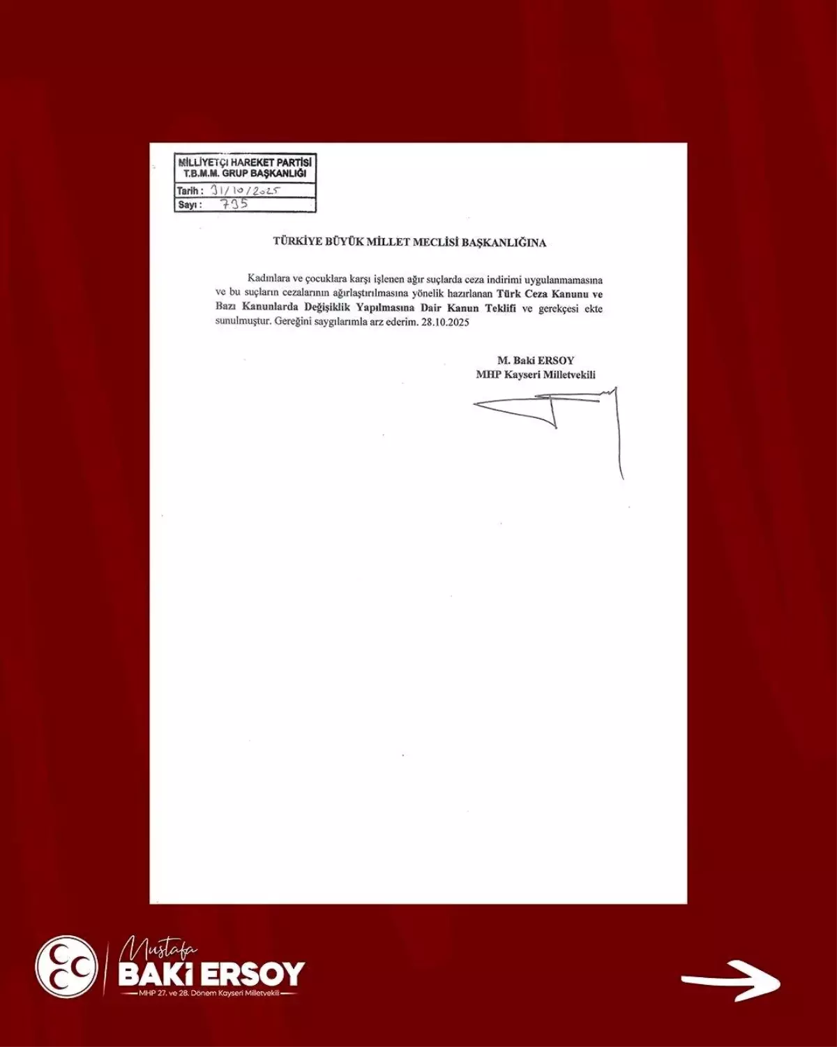 Baki Ersoy'dan Kadın ve Çocuklar İçin Kanun Teklifi